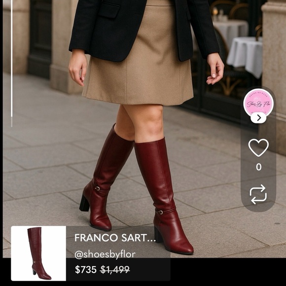 Franco Sarto Shoes - FRANCO SARTO / L-Palermo / Burgundy / Leather / Tall Boots With Block / Heel / S